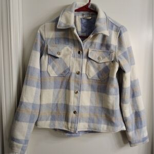 Plaid Kids  Jacket in Blue and Cream